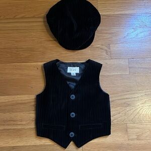 Black Pinstripe vest and hat set